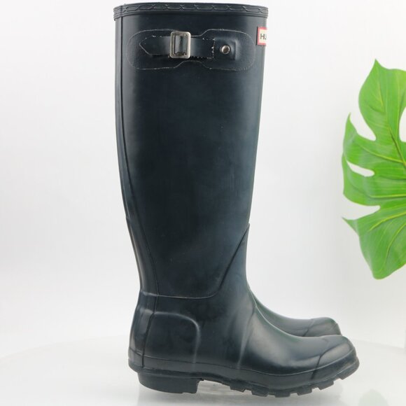 Hunter Womens Original Rain Boot Size 5 Tall Navy Blue Wellie Waterproof Pull On - Picture 4 of 12